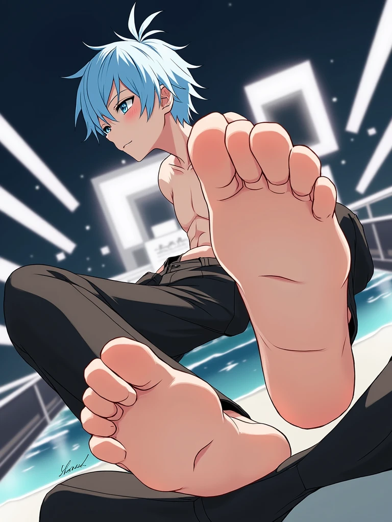 18 year old boy with ticklish feet