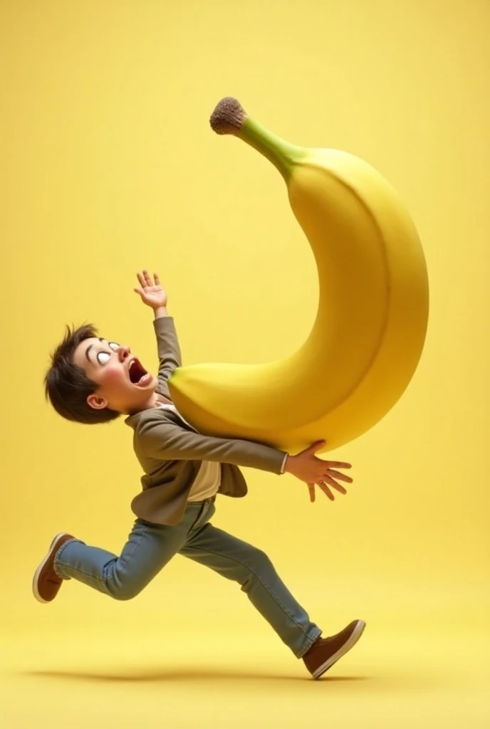 Boy slipping on banana

