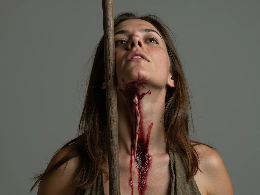 40yo woman, busted breasts, strapped<lora:busted_v1:1.0>, covered in marks and bruises, busted thighs<lora:strapped_v1:1.0>