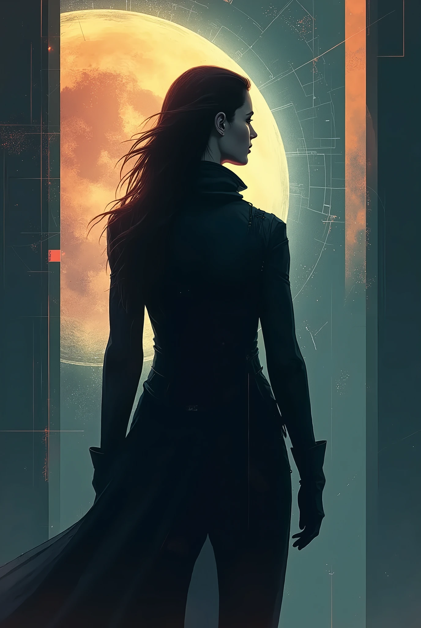 masterpiece, best quality,1girl, bare shoulder, looking at viewer, cinematic lighting, dynamic pose, long hair, silhouette, pov, from behind, <lora:br_max-000014:0.8>