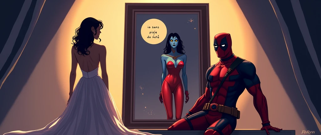 marvel Deadpool putting Head of Wonder woman in toilet view from side 