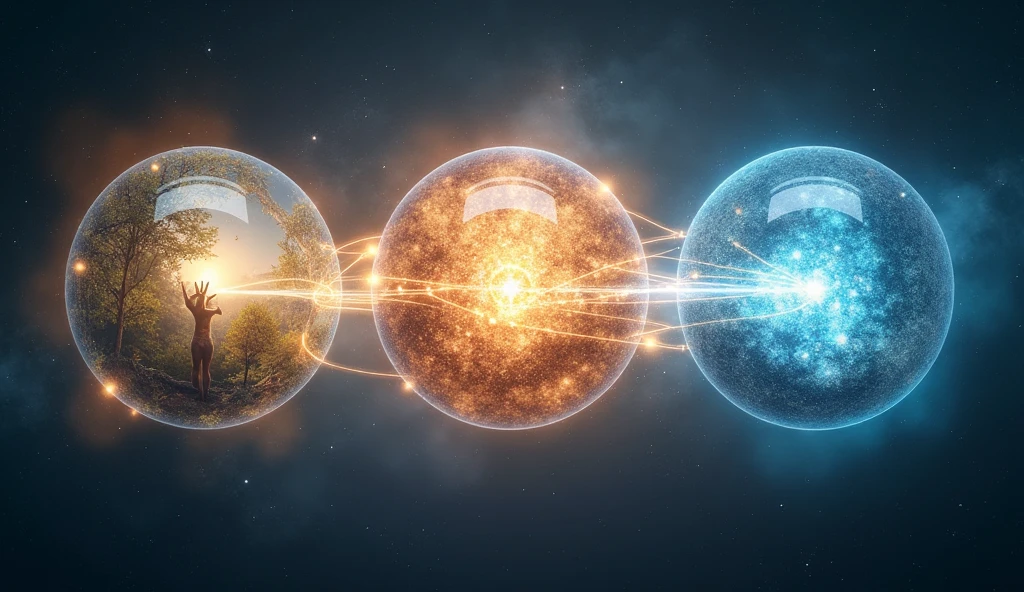 Triad Connection Visual A triad of interconnected spheres floating in space. The first sphere ...