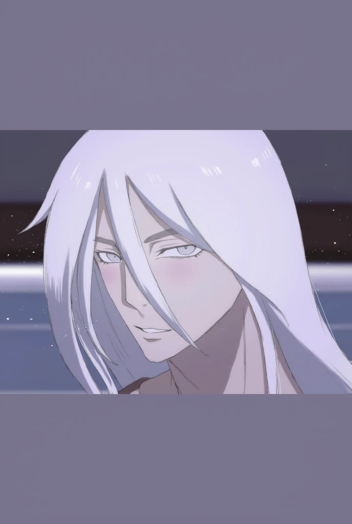 Female gojo, jujutsu kaisen style, anime style, white hair long hair, black bandana covering the eyes, exposed body, nsfw, erotic smile, erotic scene, nude, exposed breasts, red energy ball left side, blue energy ball right side, (best quality,4k,highres,masterpiece), artistic style,subdued colors, vivid colors, professional lighting, detailed lips, detailed eyes.