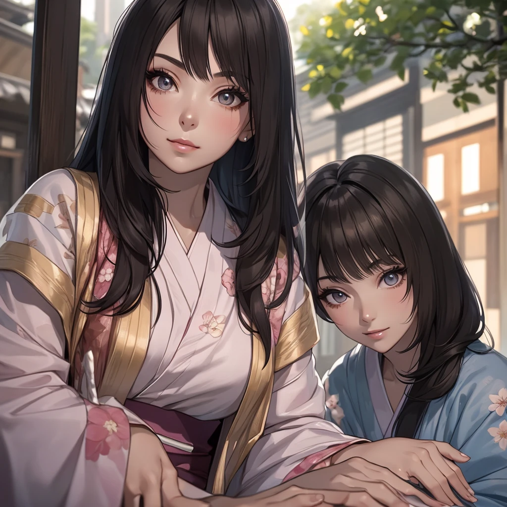 a beautiful detailed girl in a colorful naked yukata, black hair, detailed face, detailed eyes, detailed lips, delicate facial features, elegant pose, detailed hand and fingers, full body, intricate yukata print and patterns, detailed folds and textures, vibrant colors, natural soft lighting, 8k, masterpiece, sitting under sakura tree midnight