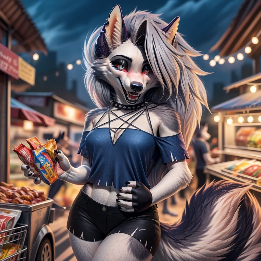 ((((sfw)))), uploaded the e621, beautiful and detailed,woman (((female))) ((anthro)) hyena, Ross Tran, by ruan jia, by zaush, by foxovh, lighting cinematic, seductor, hyena, thighighs, (huge chest), full body view, (anthro, fluffy fur, character focus:1.1), 1girl, anthro dog girl, body fur, solo, medium breasts, (thick thighs), curvy, biki big ass sexy ass sexy boobs , (heart-shaped pupils), sexy, seductive, fall in love girl, nice, cute, naughty face, , big aureola show , Black hair with blue highlights inside butt visibile saliva ((She is showing her sensuality) ( blue collar.) hottest hot 1st position for sexy blue eyes confortable naughy face anime-style cartoon-style with blue hair , sexual expression.) , best quality, High Definition Beautiful woman, beautiful face woman bending over in the street showing her butt, patterns flowers dress, with a beautiful smile, beautiful face, long hair, no thong, no underwear, , beautiful , market