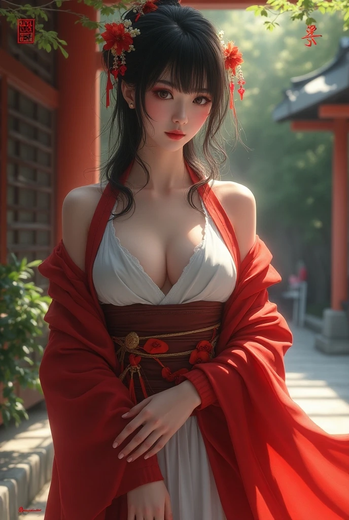 1个Giant Breast Girl，Wind instruments，Ultra-detailed CG work，high high quality，art-style，abstract backgrounds，Fox character，kitsune mask，Kimono jacket，Foxfire magic，Transformation，depth of fields，Dreamy atmosphere，Beautiful Chaos Form，elegant，Fauvistdesign，Flower of Death，Flowers of ecstasy。