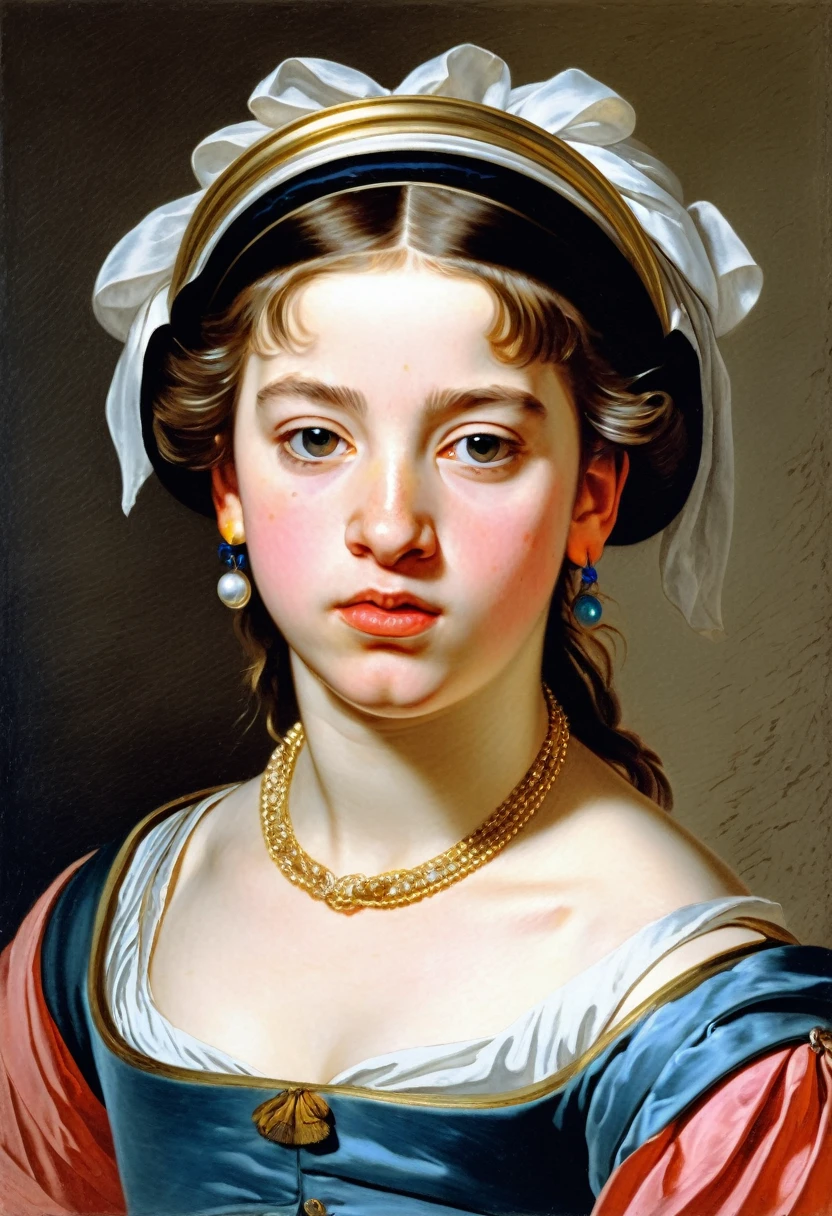 masterpiece, romanticism, oil painting, acrylic on canvas, a beautiful young lady painting in Peter paul Rubens style, healthy figure, famous painting, by Peter paul Rubens, hyper realistic, Epic details, High quality, 8k, Artstation