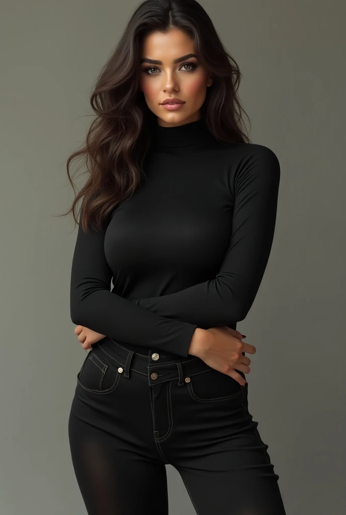 Chica, 19years, solamente, Cabello largo, pelo negro, brown eyes, cuerpo completo, piel blanca, en la discoteca, sueter negro, jeans negro, cuerpo completo