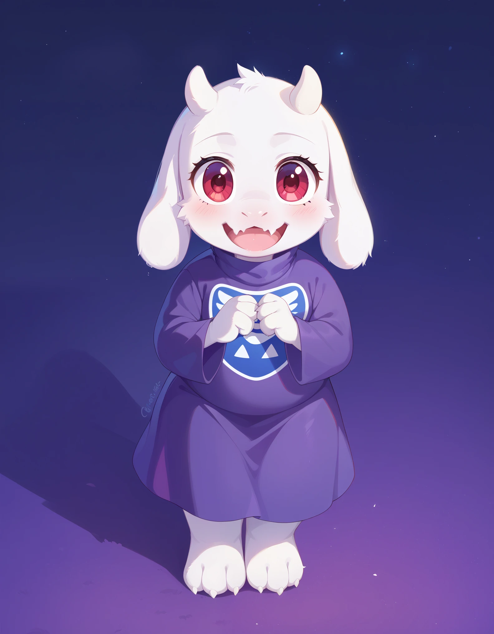 score_9, score_8_up, score_7_up, source_furry,, creamgag, furry, fur whiter, 2D, BREAK, 1girl, solo, Toriel, young