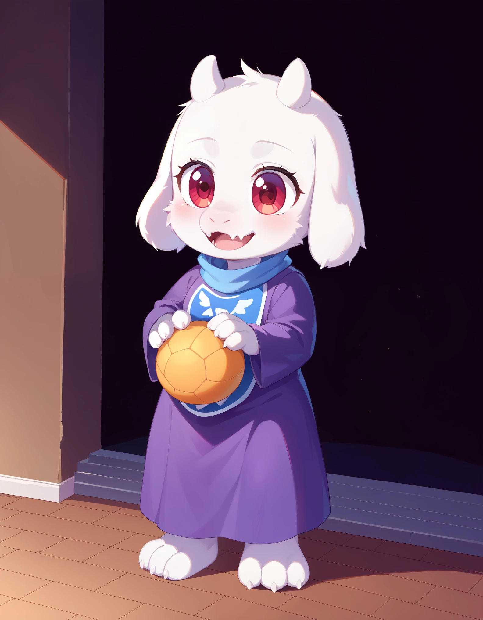 score_9, score_8_up, score_7_up, source_furry,, creamgag, furry, fur whiter, 2D, BREAK, 1girl, solo, Toriel, young