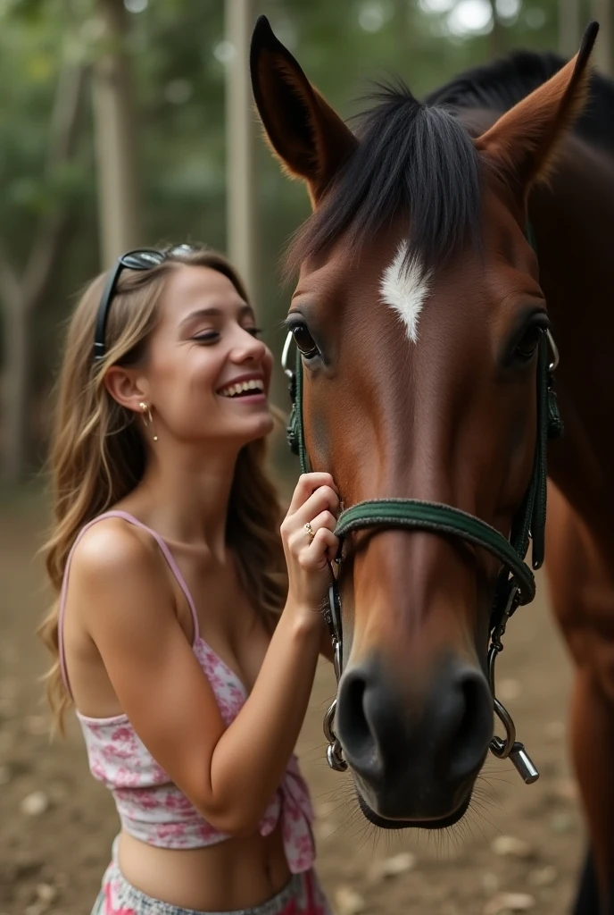 Photo of hot girl sucking horse cock