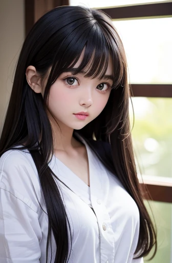 Best Quality,masterpiece,Very detailed、High resolution, Very detailed, Best Quality photos,Teen,age 15,High school girl,Idol,beautiful girl, Long Hair, straight, With bangs, Black Hair,Detailed eyes, Big Eyes,cute, cute,  cute Japanese woman staring at I、Very delicate and beautiful face,,one&#39;s home, Lie down in bed, Perfect dynamic composition,(Wavy Hair:1.2),Fair-skinned girl, kind,Junior high school students,Kneel on the floor,Big Same, Pussy, Pussy, Nipples, I can see your panties,Slender thighs seen from the front, 18 years old, Data,Adorable , 美しいJunior high school students, Big Eyes, 美しいHigh school girl, Selfie, Personal photo shoot,Angle of Selfie,Women&#39;s Room,indoor , Colorful clothes, Colored underwear, High school girl（Hmmmm）,She smiles happily at me, Natural Hair