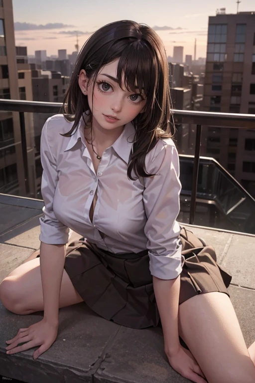 best quality, perfect face, intricate, beautiful scenery, ultra realistic 8k CG,perfect artwork, 1girl, nanami, medium breasts, beautiful skin, beautiful legs, beautiful face, beautiful body, high , white blouse, outdoor, school garden, depth of field, looking at viewer,