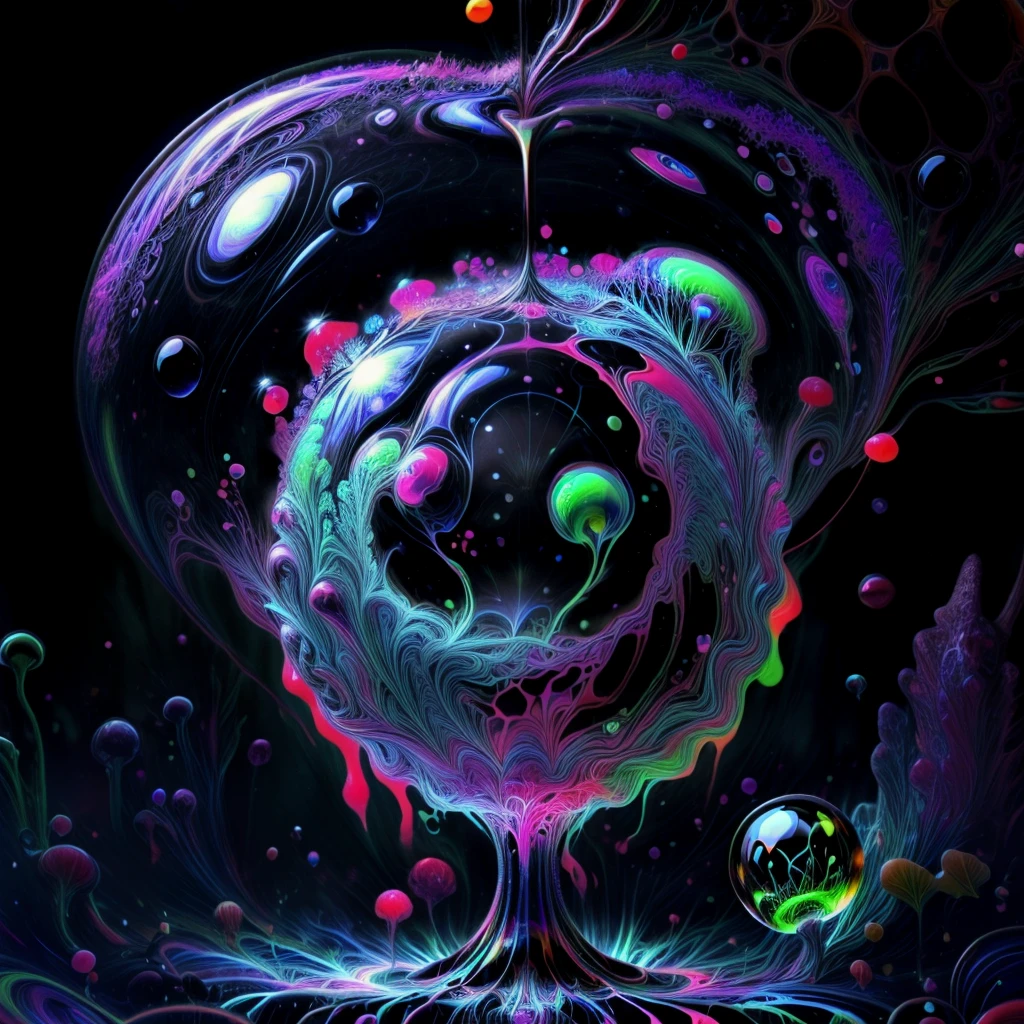 Brilliant images of pure light emerging from vibrant colors in a psychedelic dream, shimmering glass morphing out of colors, tripped out detailed patterns in all colors, perfectly formed symmetrical spheres and glowing reflective bubbles, attention to detail on the bubbles and spheres, rainbows of color twisted in and out of translucent orbs, background is spilled paint and spirals of swirling colour, beautiful psychedelic digital art, pixel art, neon colors, 4d mandelbulb psychedelics, glass like psychedelic landscape, intricate rainbow environment, psychedelic underwater brightness, LSD,DMT, Psilocybin, Mescaline, trails of color and light, bright fluorescent colors, psychedelic trip, fluorescent psychedelic aesthetic, psychedelic vibrant colors, bright psychedelic neon colors, colorful paint drips out of the bubbles, 3d glass spheres melt into each other spilling out colours, visually disorienting, hallucination inducing, optical illusions a must, startling, stunning images, awe inspiringly, best quality wallpaper, Pixel Assets, Portrait photography, surrealism, Photorealistic, Hyperdetailed, Glass Morphism, Digital Art, Sparkle, Optical Illusion, Glowing Light, Reflection Light, Overexposure, God rays Backlighting, Depth Of Field, Rotational Symmetry, UHD, High Details, High Quality, Super Detailed, Best Quality, Award Winning, holographic, holographic earth Masterpiece