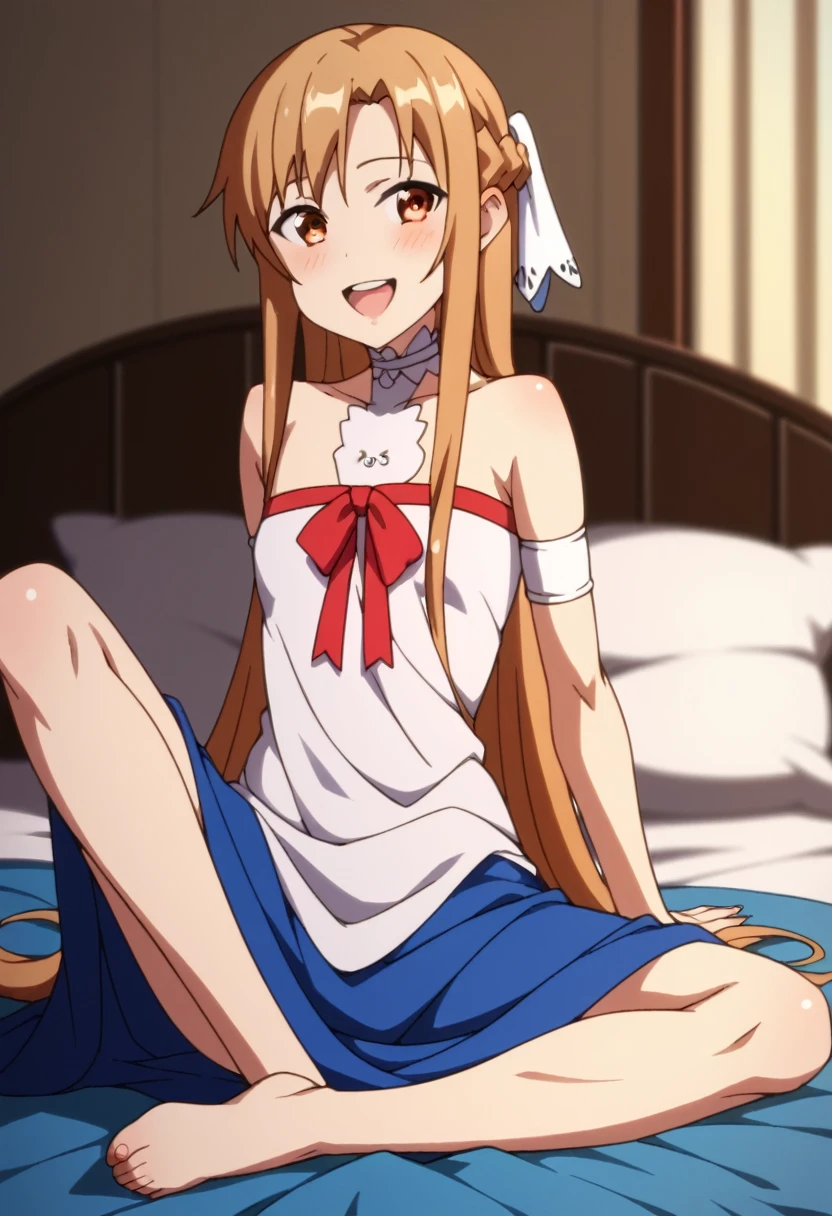 (( best quality)), ((  Masterpiece )), (Familiar with),   perfect face, indoor, bedroom,   watch viewers,
 one woman,  Yuuki as a costume ,
  open her mouth  ,  euphoric expression, , smile,
 small breasts,   flat chested, , ,  s,  girl,
 long hair,   long hair,
 legs,  masturbates， orgasms，Love juice，