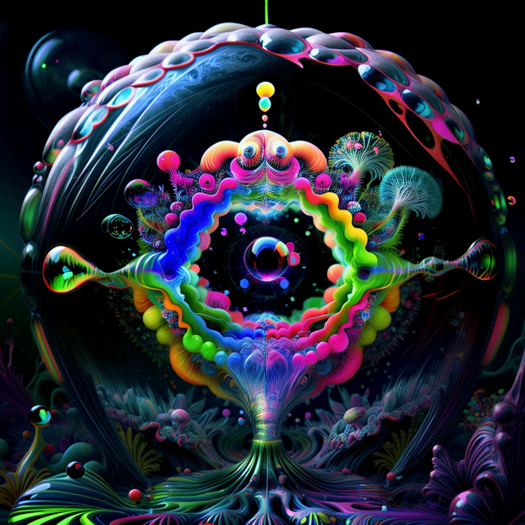 Brilliant images of pure light emerging from vibrant colors in a psychedelic dream, shimmering glass morphing out of colors, tripped out detailed patterns in all colors, perfectly formed symmetrical spheres and glowing reflective bubbles, attention to detail on the bubbles and spheres, rainbows of color twisted in and out of translucent orbs, background is spilled paint and spirals of swirling colour, beautiful psychedelic digital art, pixel art, neon colors, 4d mandelbulb psychedelics, glass like psychedelic landscape, intricate rainbow environment, psychedelic underwater brightness, LSD,DMT, Psilocybin, Mescaline, trails of color and light, bright fluorescent colors, psychedelic trip, fluorescent psychedelic aesthetic, psychedelic vibrant colors, bright psychedelic neon colors, colorful paint drips out of the bubbles, 3d glass spheres melt into each other spilling out colours, visually disorienting, hallucination inducing, optical illusions a must, startling, stunning images, awe inspiringly, best quality wallpaper, Pixel Assets, Portrait photography, surrealism, Photorealistic, Hyperdetailed, Glass Morphism, Digital Art, Sparkle, Optical Illusion, Glowing Light, Reflection Light, Overexposure, God rays Backlighting, Depth Of Field, Rotational Symmetry, UHD, High Details, High Quality, Super Detailed, Best Quality, Award Winning, holographic, holographic earth Masterpiece