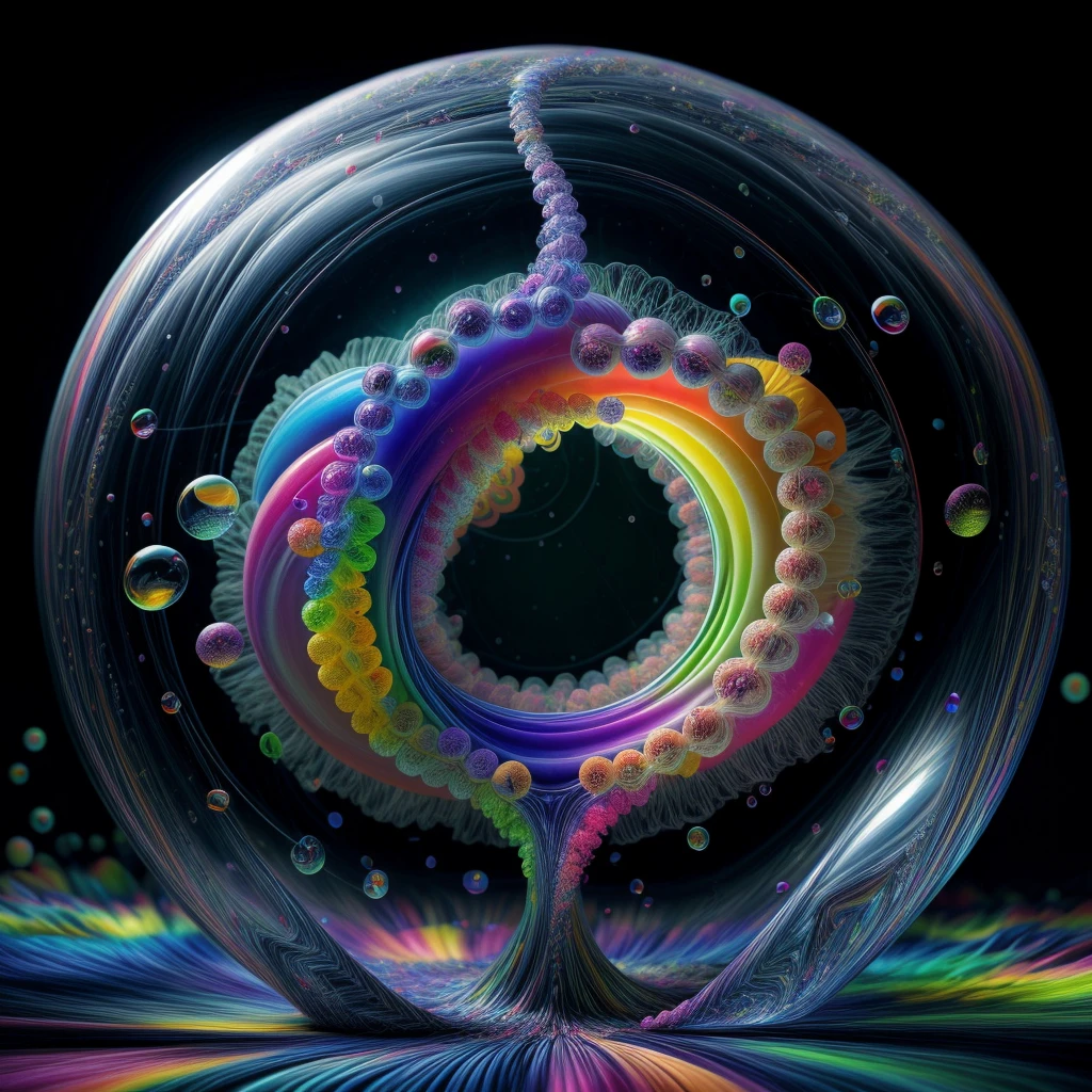 Brilliant images of pure light emerging from vibrant colors in a psychedelic dream, shimmering glass morphing out of colors, tripped out detailed patterns in all colors, perfectly formed symmetrical spheres and glowing reflective bubbles, attention to detail on the bubbles and spheres, rainbows of color twisted in and out of translucent orbs, background is spilled paint and spirals of swirling colour, beautiful psychedelic digital art, pixel art, neon colors, 4d mandelbulb psychedelics, glass like psychedelic landscape, intricate rainbow environment, psychedelic underwater brightness, LSD,DMT, Psilocybin, Mescaline, trails of color and light, bright fluorescent colors, psychedelic trip, fluorescent psychedelic aesthetic, psychedelic vibrant colors, bright psychedelic neon colors, colorful paint drips out of the bubbles, 3d glass spheres melt into each other spilling out colours, visually disorienting, hallucination inducing, optical illusions a must, startling, stunning images, awe inspiringly, best quality wallpaper, Pixel Assets, Portrait photography, surrealism, Photorealistic, Hyperdetailed, Glass Morphism, Digital Art, Sparkle, Optical Illusion, Glowing Light, Reflection Light, Overexposure, God rays Backlighting, Depth Of Field, Rotational Symmetry, UHD, High Details, High Quality, Super Detailed, Best Quality, Award Winning, holographic, holographic earth Masterpiece