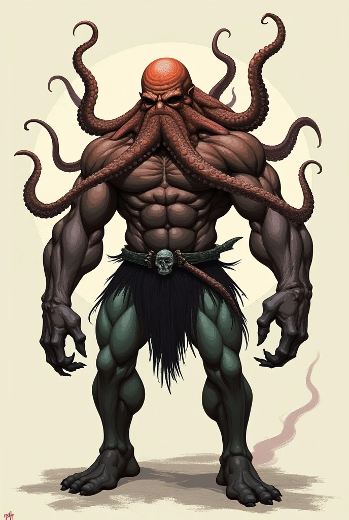 score_9, score_8_up, score_7_up, solo, male focus, fat male, oversized orc, green skin, tusks, beard, tentacles , (( damaged black micro tight shorts )) , full body , shibari . ashamed face ,