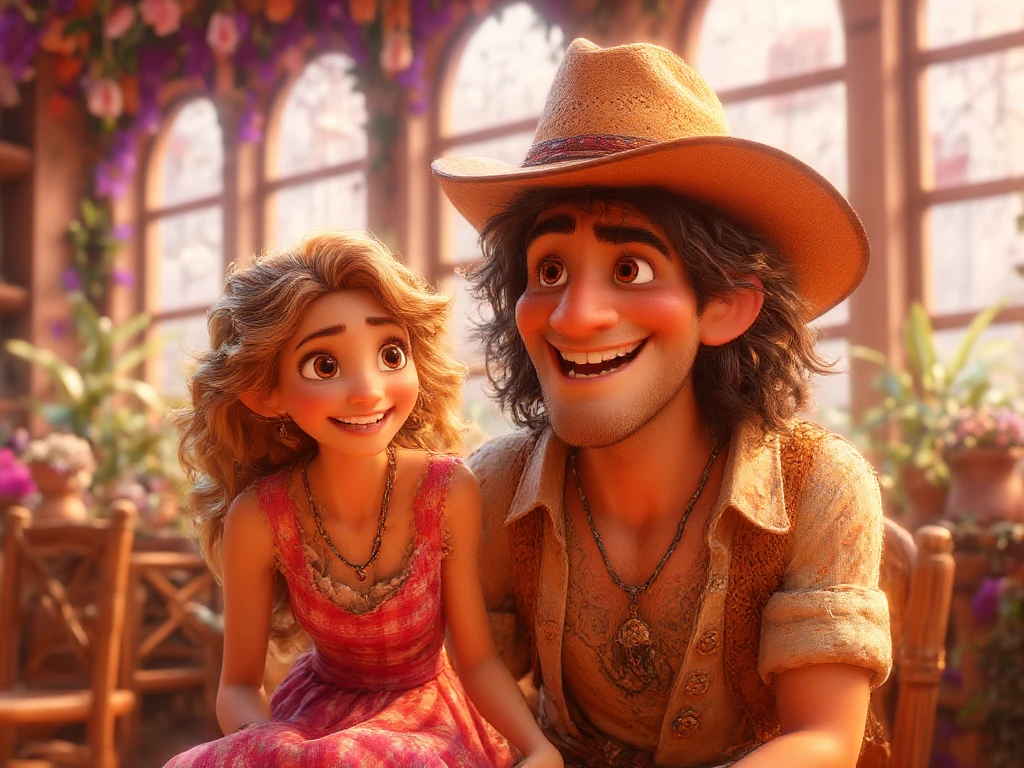 Crie uma foto estlilo capa de filme da Disney com Leandro Pai, Ana Paula's mother, Arthur 1 ano