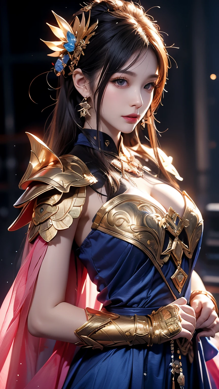  close-up of a woman in a silver and blue dress, Cheng Wei-Van from art station , Jan J,  Detailed Fantasy Art ,  Amazing Character Art ,  fanart best art  station ,  amazing exquisite character art , Beautiful Armor, Highly detailed art journal,  Detailed Digital Anime Art, Art germ Art Station Pixibu , Girl in Armor