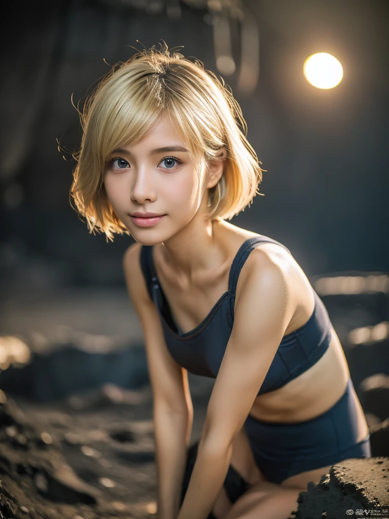 ((female 1 person)), RAW Photos,8k, 最high quality,  complicated details, Super detailed,  ultra high resolution, masterpiece, professional lighting ,((Blonde:1.2)),(Detailed RAW photos of the whole body) ((whole body: 1.1)), thin, smile, (compensate: 0.4),((Blonde:1.2)) ,(( Cammy White, Blonde, bangs,  short haired ,  blue eyes , Antenna Hair, )), (Fluffy eyes: 1.21),   1 Girl,  ((expensive)), ((( healthy body))), (((Slim face))), Sharp Face,(Detailed face), Sharp Face, Small lips , Detailed face(Hyper Reality: 1.35), (Realistic: 1.4),  Beautiful Japanese Women, smile, alone. ((( no makeup in the coal mine))), masterpiece, 最 high quality,  high quality, alone,  very nice, puberty, Only Girl, Well-trained  slender body , Muscular,  slender body , Release the breast, (最 high quality)),((  so delicate and beautiful )),(( VERY SHORT DEPTH OF FIELD)), (( Incredibly Shallow Depth of Field)). Familiar, ((  so delicate and beautiful )), ((( VERY SHORT DEPTH OF FIELD))), ((( show her panties under her unbelievably absurd ))), Dark brown hair,  makes your boyish bob hair flutter, Shag Hair,  wolfcut, Big Hair, Windで揺れる髪,  Slim Body , ((( Camera Eye)))), ((( smaller ))), Like a salon model,  cool face , Neutral Facial Features,(:1.3) ,(final:1.2),(vulgar:1.3),(Ridiculous:1.1),(steam:1.1),(wet:0.8),(trembling:0.8),(tears:0.7) ,( I drool:0.6),(sweat:0.8), opens her mouth,  poor, my + background,  Dynamic Angle, Focus on women, {Particles of light}, Detailed background,  soft writing, (dramatic), sunset, very beautiful sunset, live-action, Realistic, (blurred background), ((())), (((Wind))), ((Movement)), ((Emotion)), ((colorful)), ((baby face)), Wither, sea background, High neck,  sleeveless ,  turtleneck, (((whole body))), (((Knee))), walk,  compression shirt  ,