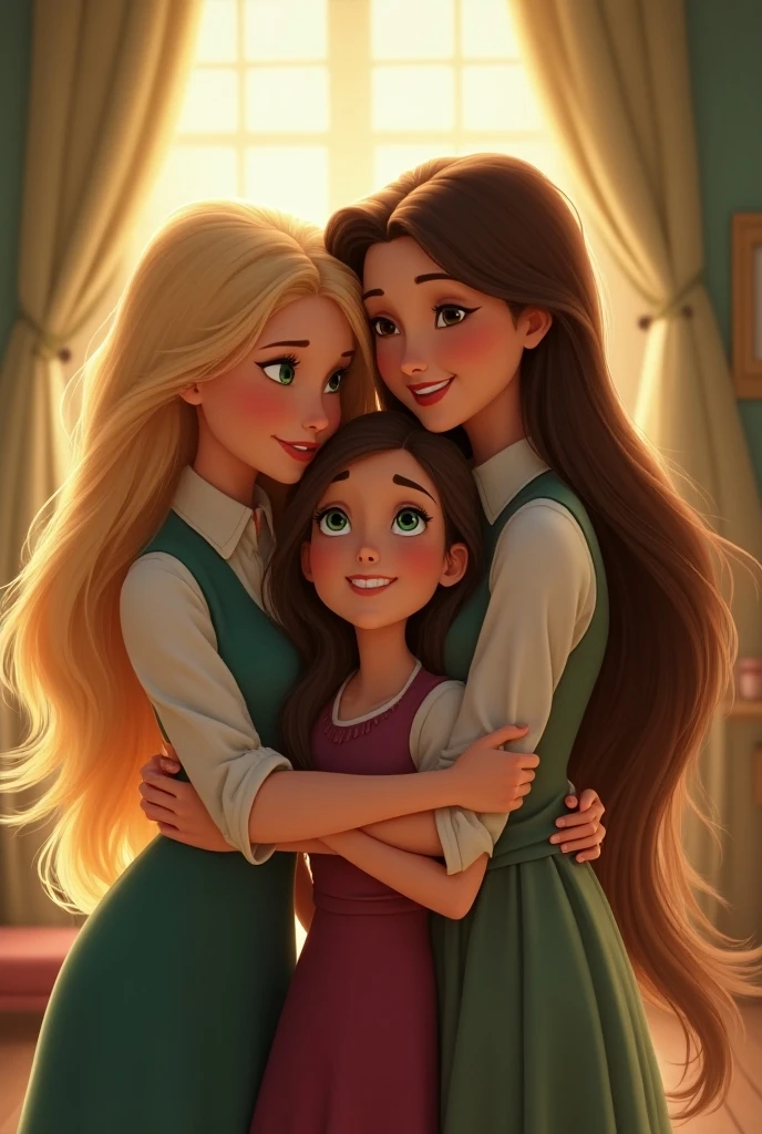 A happy woman with her children at church