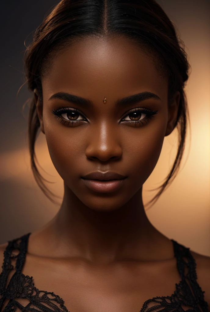 A beautiful melanin-rich girl with extremely detailed,large,hyperrealistic eyes,full lips, long eyelashes, flawless skin, (best quality,4k,8k,highres,masterpiece:1.2),ultra-detailed,(realistic,photorealistic,photo-realistic:1.37),HDR,UHD,studio lighting,vivid colors,ethereal transparent outfit,goddess-like pose,dramatic lighting,cinematic composition,digital art