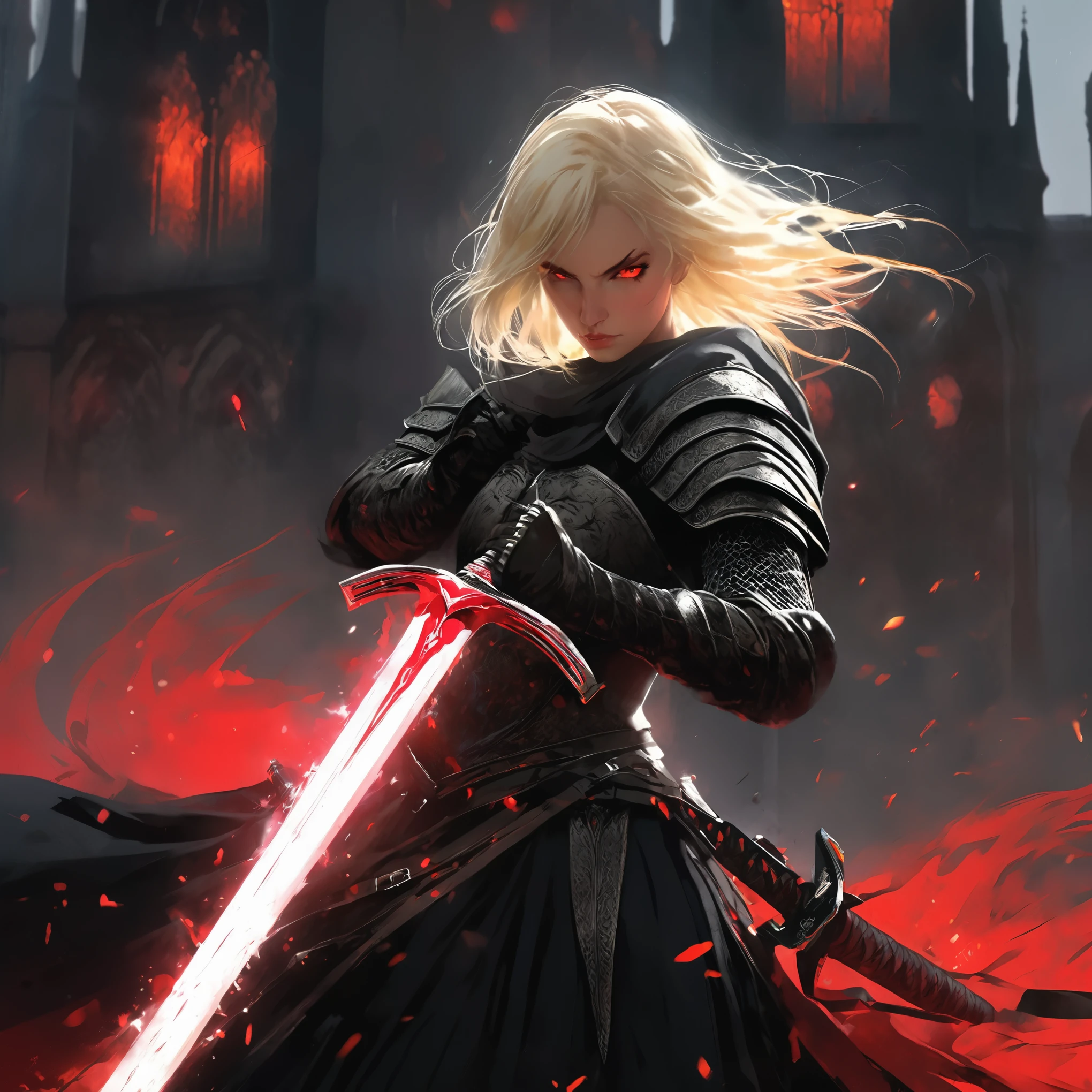 (8k uhd, cinematic lighting, high quality, film grain), goff knight, ((darkness powers:1.4)), chained up,
