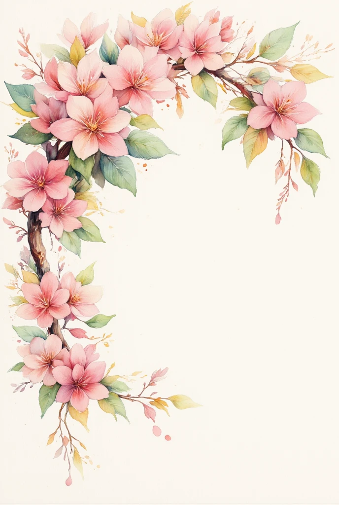 "Create a beautiful, watercolor-style illustration of blooming cherry blossoms (sakura), featuring delicate pink flowers and green leaves, with a soft pastel background." 