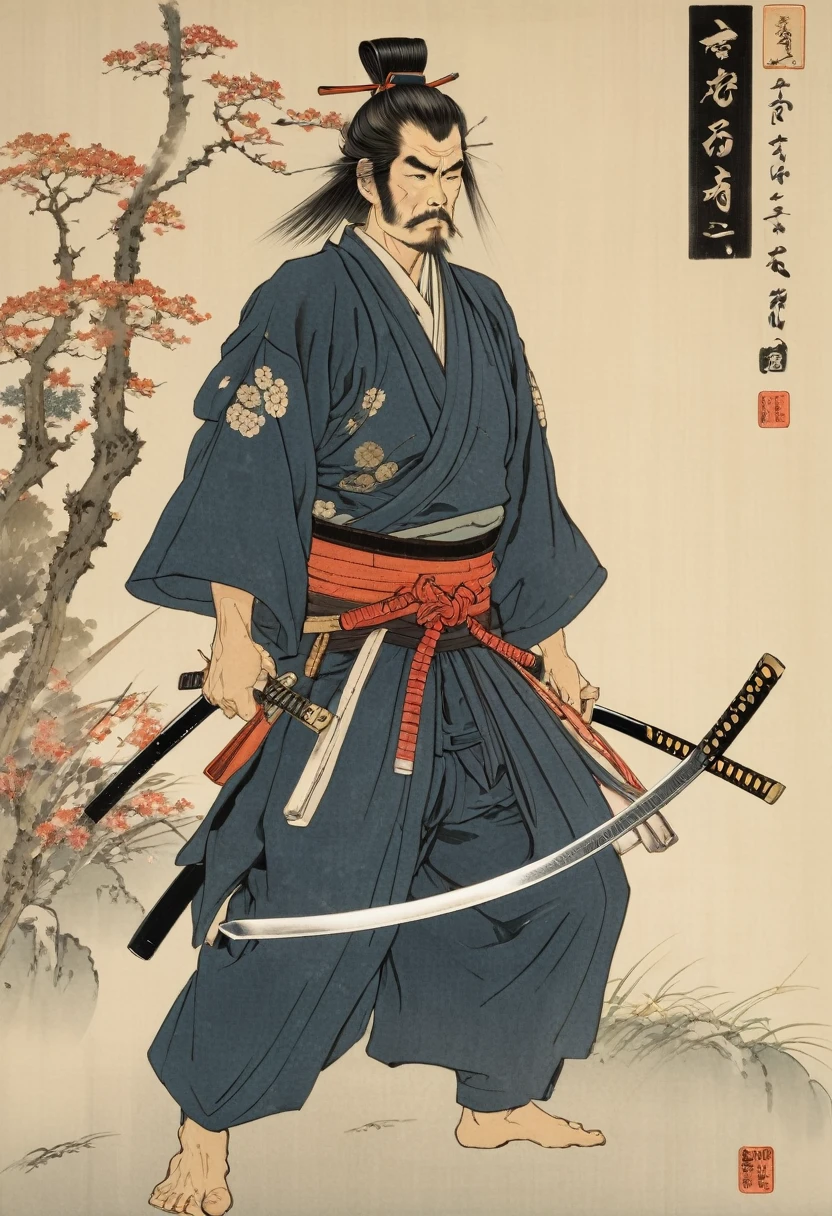 samurai with Katana, sharp Katana, war field, by Kim Jung-gi, architecture background.
best quality, masterpiece, intricate details, ultra-detailed