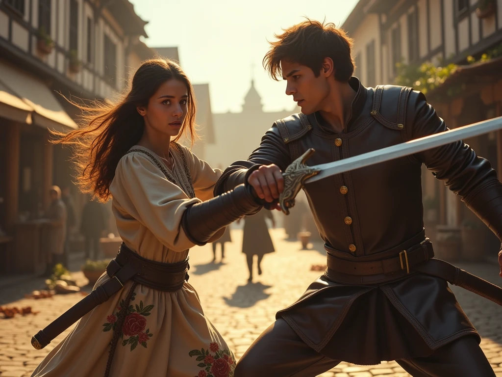 Boy kills a woman with his sword