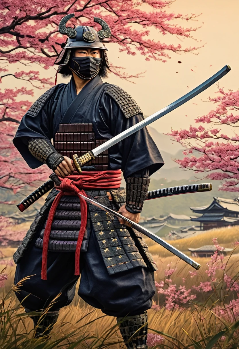 samurai with Katana, sharp Katana, war field, by Kim Jung-gi, architecture background.
best quality, masterpiece, intricate details, ultra-detailed