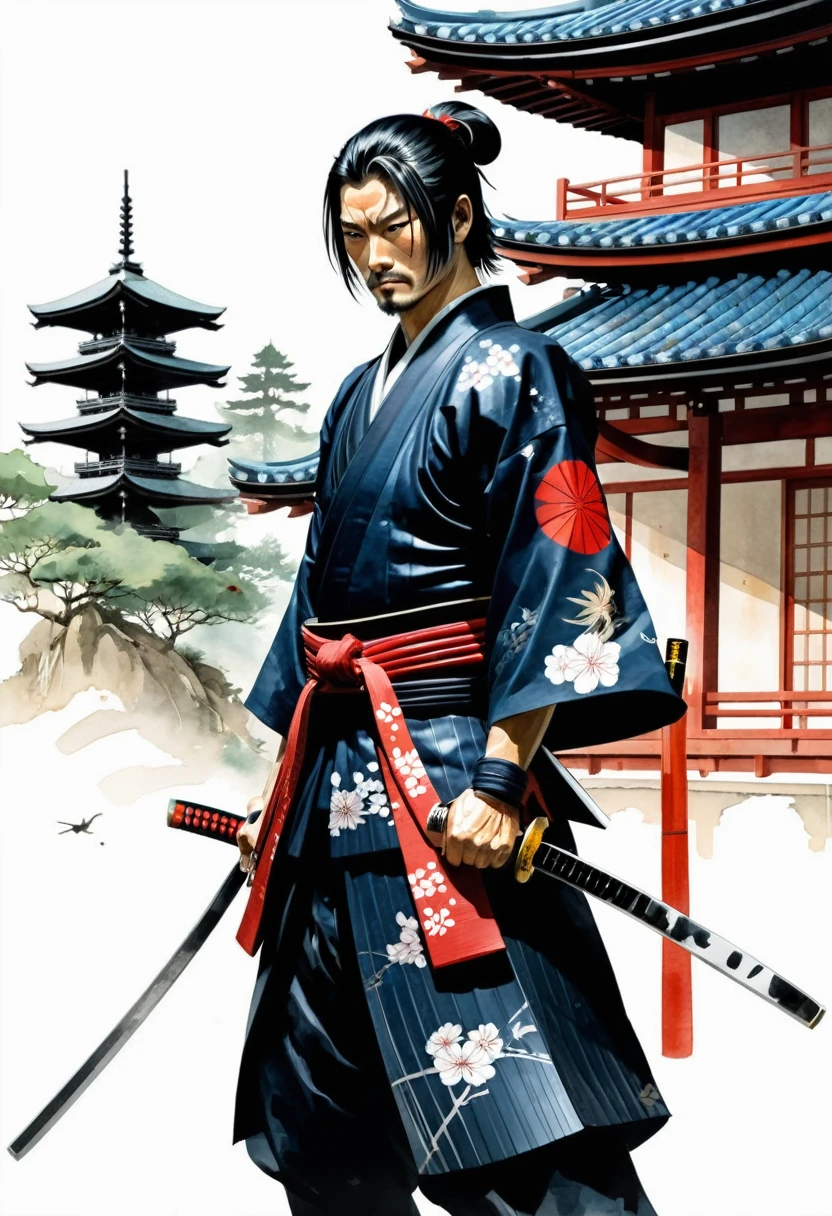 samurai with Katana, sharp Katana, war field, by Kim Jung-gi, architecture background.
best quality, masterpiece, intricate details, ultra-detailed