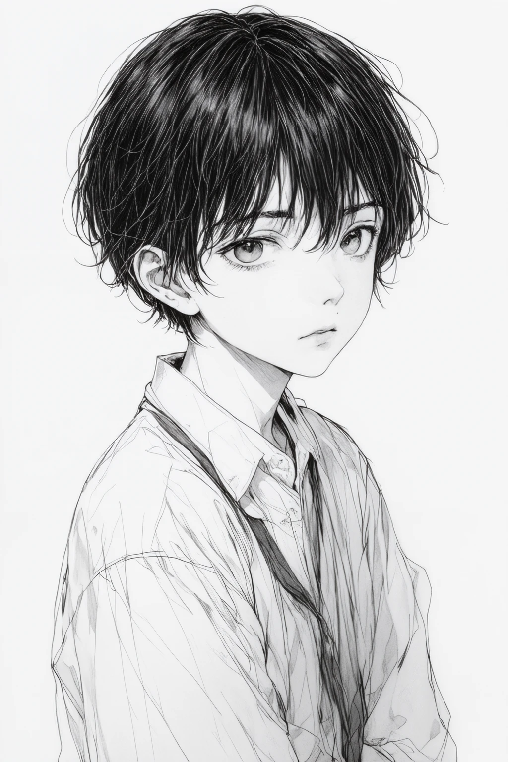  Japanese Anime, 8 thousand,  High Quality , 1 boy, Solitary, Line drawing, astonishment