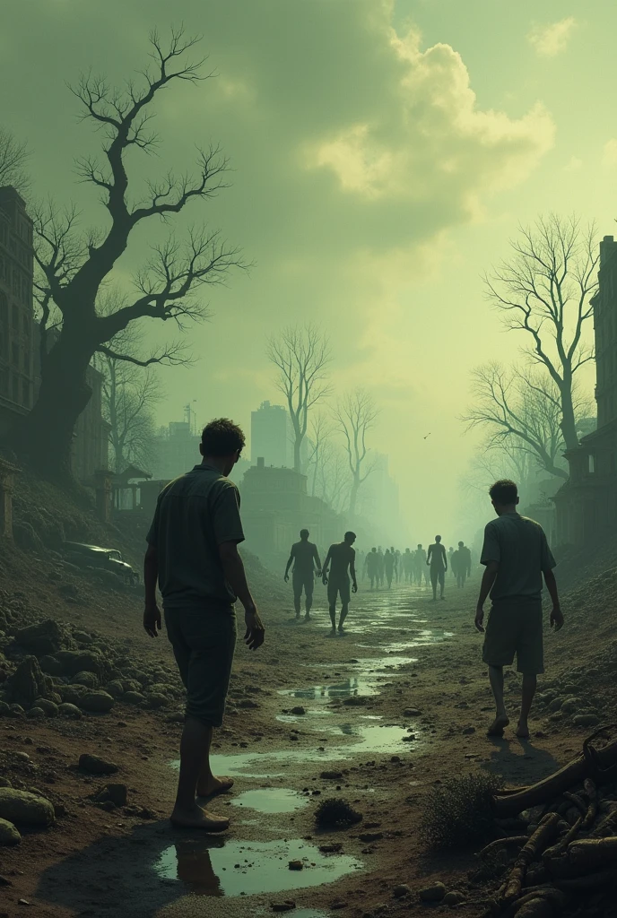 Environmental zombie apocalypse theme in landscape 
