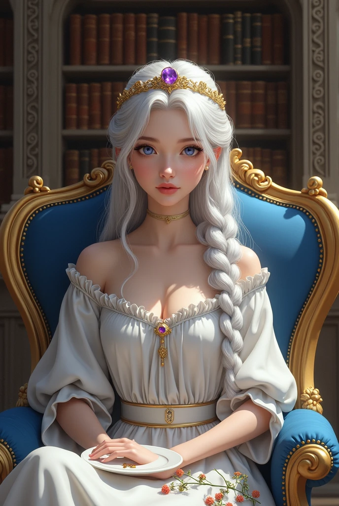 pleading eyes, pleading expression, (sky blue with white lines and gold hair aesthetic), pale, standing, Loire Valário, wavyhair, 10000 Zagreb (Zagreb), roman clothes, breasts big, Colorful castle drowning in the swamp, big boobies, entire body covered in Tzeentchian jewelry, 19th century painting of perfect body nymph, Expressive, (surrounded by flowers), (Ornate rococo), (victoriana), (Pre-Raphaelite Beauty), detailed portrayal, playful 18 year old teenager, detailed beautiful face, freckles, to dream, dreamy eyes, innocent and shy maiden, (Elegant perfectionism)