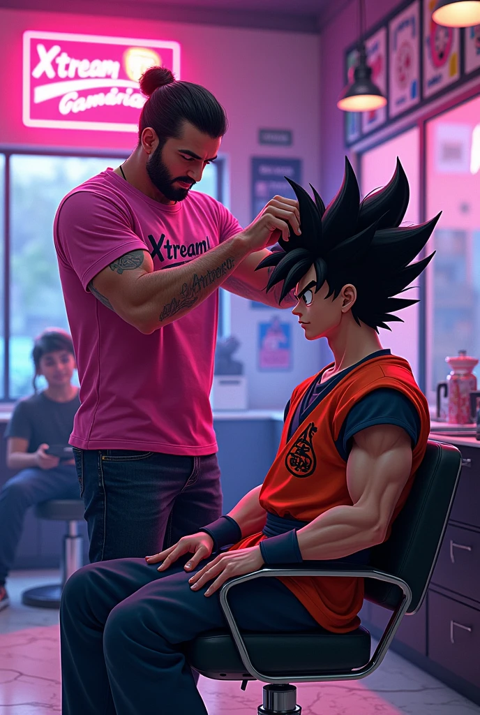 Vegeta character being a barber
