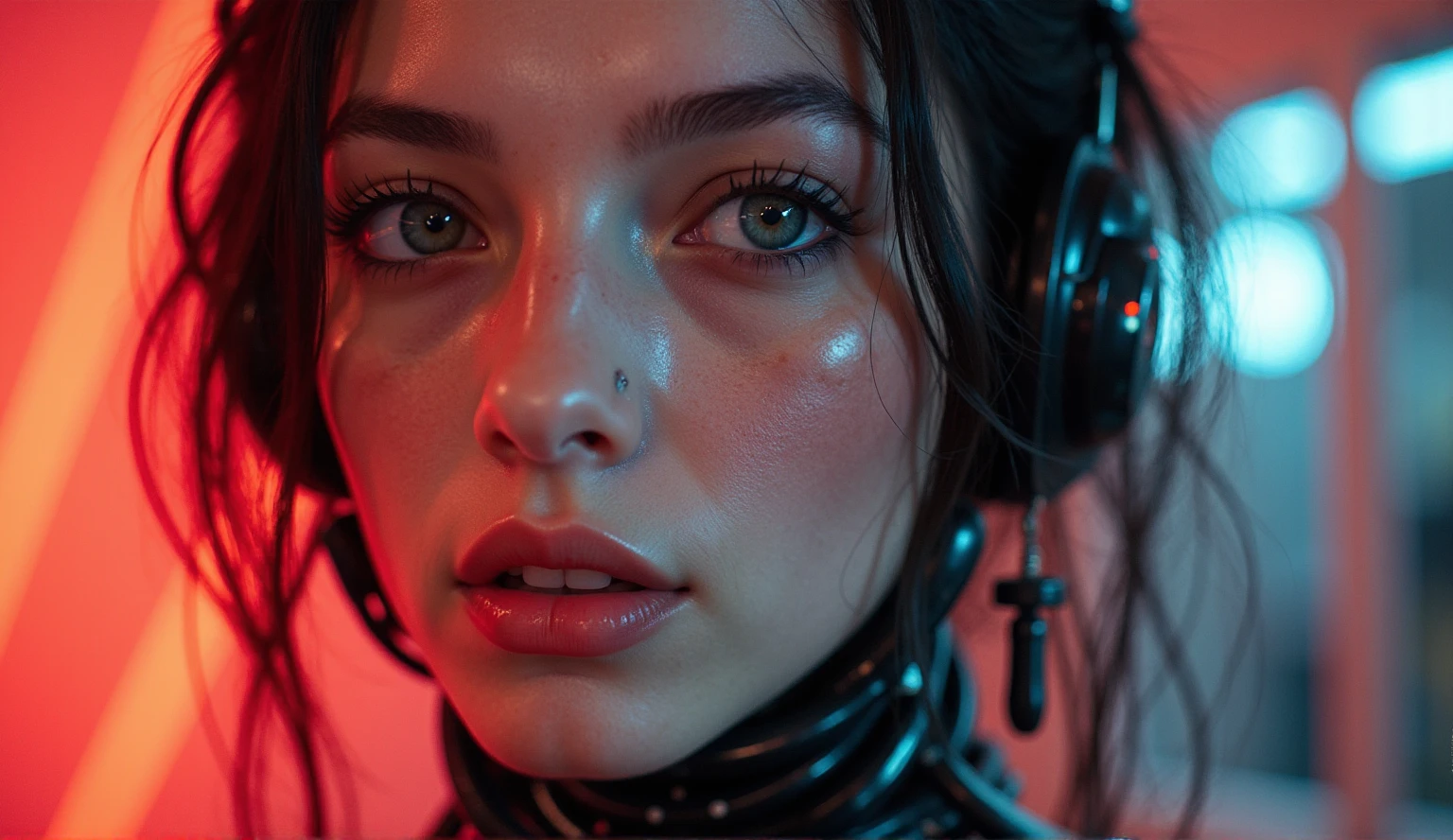 [cat : girl : 7], chest, porcelain face, cyborg, robotic parts, 150 mm, beautiful studio soft light, rim light, vibrant details, cyberpunk, hyperrealistic, anatomical, facial muscles, cable electric wires, microchip, H. R. Giger style, extremely detailed  (realistic, photo-realistic:1.37),Amazing, finely details