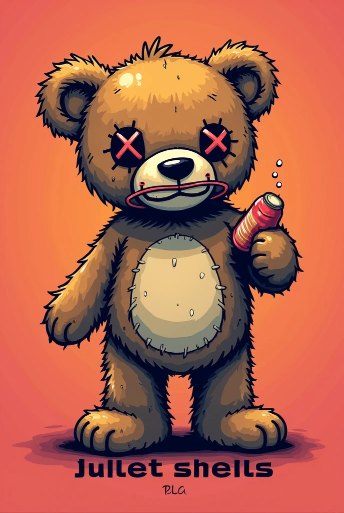 Bad Teddy bear face,Skull face,cartoon,empty black Background, sunglasses,bloody Red
Outlines