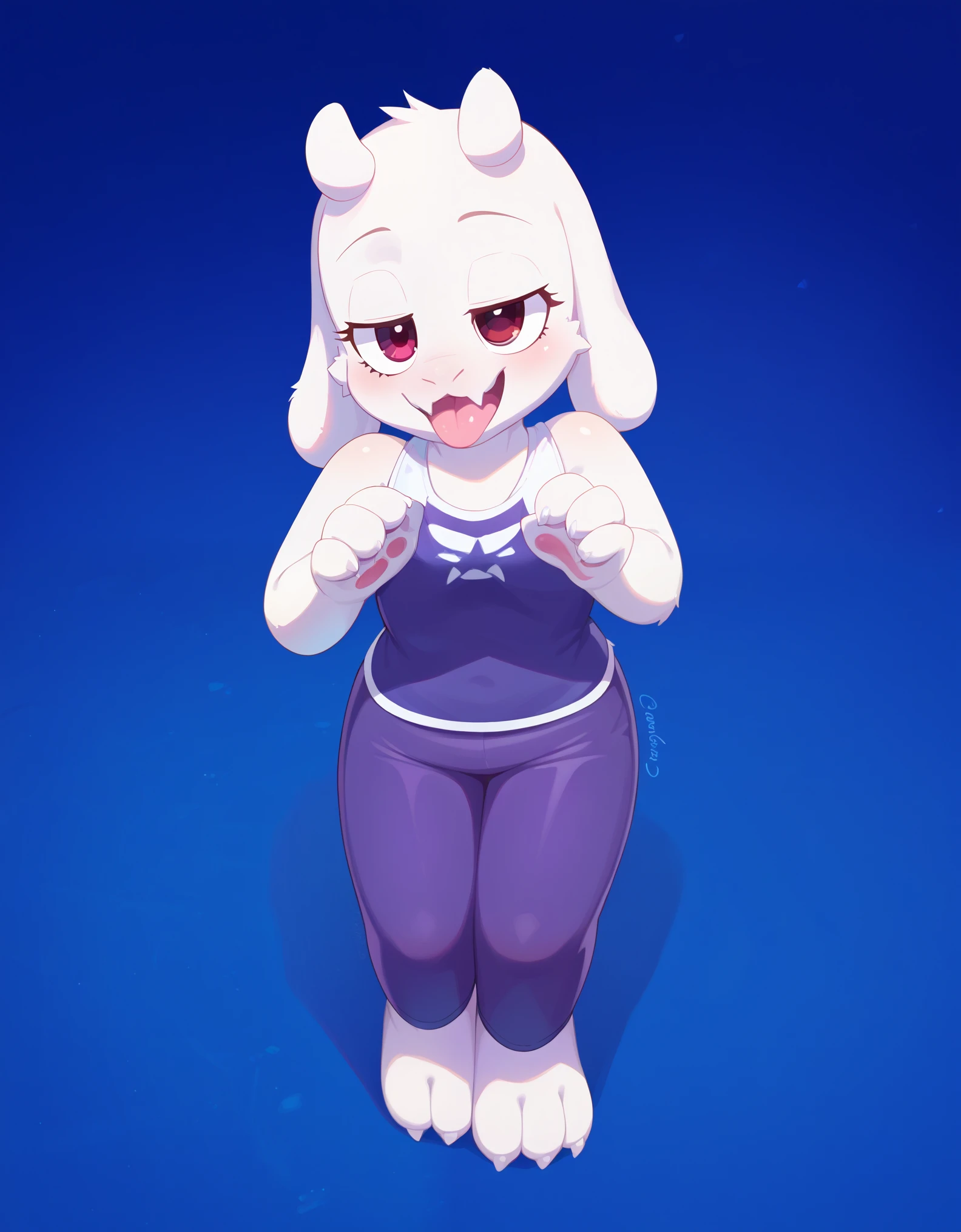 score_9, score_8_up, score_7_up, source_furry,, creamgag, furry, fur whiter, 2D, BREAK, 1girl, solo, Toriel, young