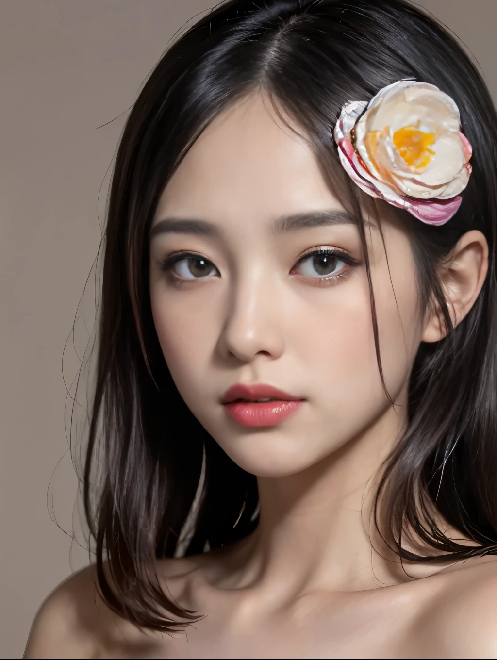 (8k, RAW Photo, Best Quality, Masterpiece:1.2), Ultra Detail, Super Resolution, (Realistic, Realistic Photo:1.37), Portrait, High Detail RAW Color Photo, Professional Photo, Extremely Detailed and Beautiful, Extremely detailed, 8k wallpaper, amazing and detailed, huge file size, official art, highly detailed CG unity 8k wallpaper, highly detailed beautiful girl, highly detailed face, highly detailed eyes, highly detailed skin, highly detailed fingers, highly detailed nose, very detailed detailed mouth , perfect anatomy, highly detailed background, highly detailed clothes, 1girl, (20:1.2), 20s, cute girl, realistic body, petite, fair skin, glowing skin , slim body, handsome body, black hair , short hair, (blunt bangs:1.2), smile, cute, youthful, cute face, realistic face, delicate eyes, drooping eyes, lingerie, see-through, earrings, looking at viewer, cowboy shot, facing front, standing posture, Contraposto, dynamic lighting, very large breasts, cowboy shot