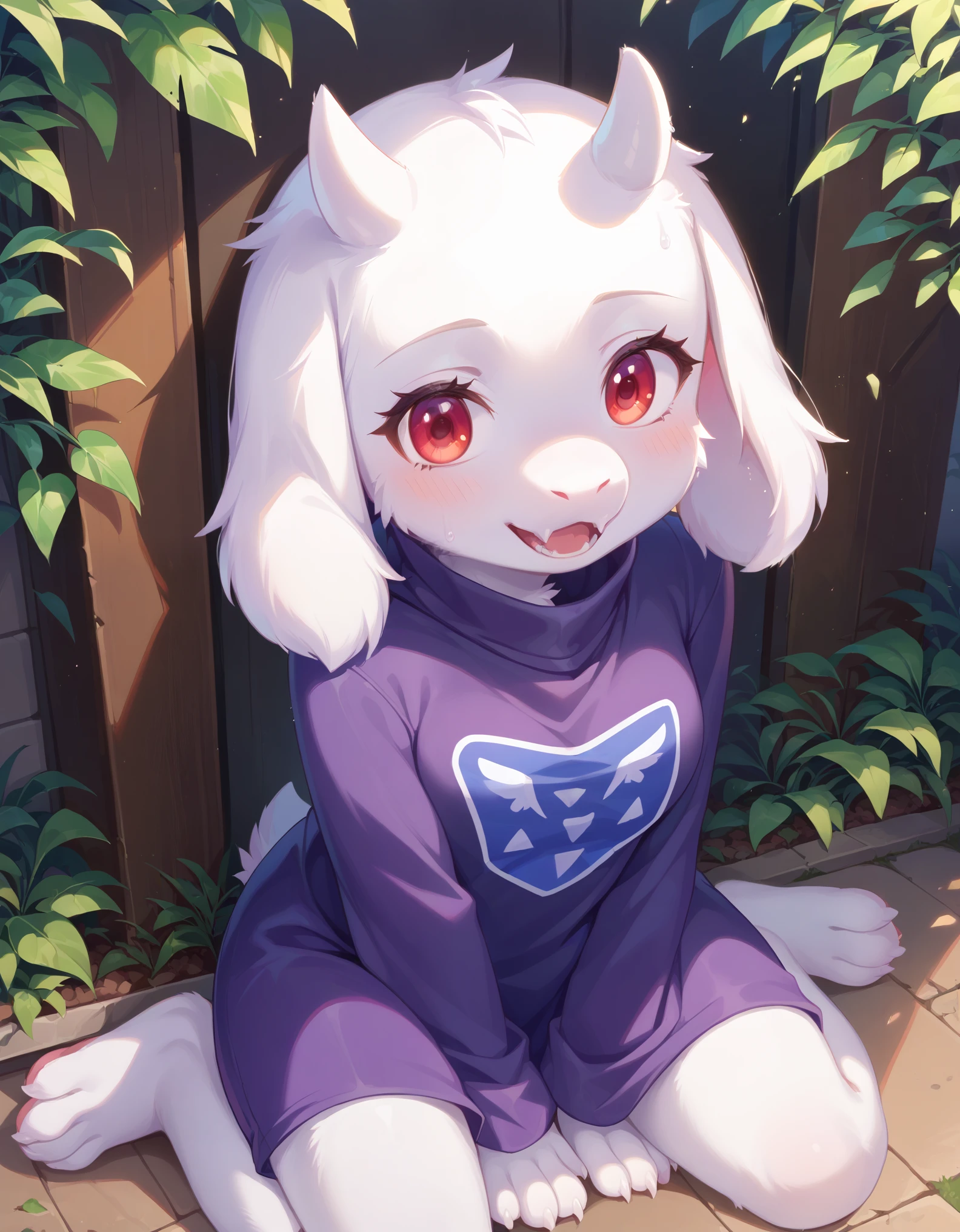 score_9, score_8_up, score_7_up, source_furry,, creamgag, furry, fur whiter, 2D, BREAK, 1girl, solo, Toriel, young