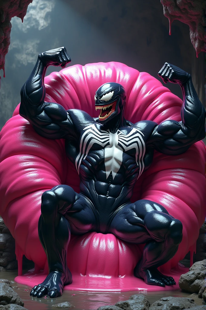 Wearing tight harness on body, bondage him by Black veiny goo tentacles Huge bicep swollen chest and big Abs Black goo tentacles spreading ass spiderman and fucking him with big dildo with knot in tight ass Muscular packed Spiderman in tight shiny suit with long bulge erection and balls outline and muscular Black Venom Molesting him with own goo Black tentacles fucking hard in tight ass and mouth