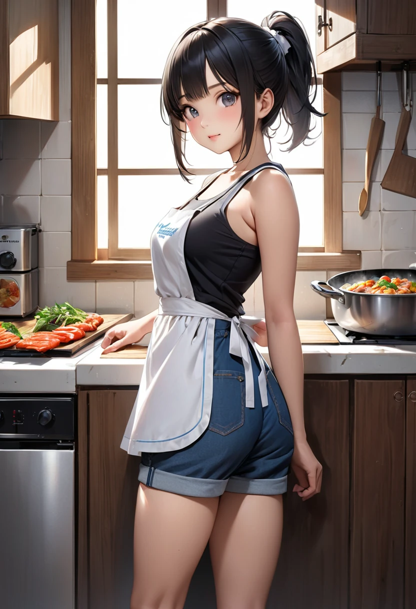 Cornflower art, dreamy, (masterpiece, top quality, perfect anatomy, beautiful face, realistic, super detailed, 1 girl, 18 ears senile, solo, depth of field, canon 24mm lens, f1.4, cute_girl, sailor_ collar, clear facial features, short sleeves, small breasts, slender height, height 150cm, barefoot, double ponytail, bangs, gravure pose, indoor, slouch, Chest gap jungle, blurred background, (Uwabaki: 1.1576)) whole body, clear liquid dripping from the crotch, the front of the shirt is exposed, breasts are visible, transparent bra, light blue striped buns, erotic, , NSFW movie, strange, beautiful pee, holy water, (), small ribbon on shorts, crotch,