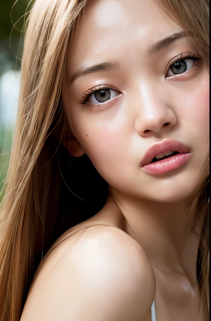 (highest quality,Super detailed,Physically Based Rendering:1.2), Realistic,Portraiture,Beautiful young woman with long wavy hair and captivating eyes,Delicate facial features,Soft lighting, Vibrant colors, ((Playfully licking fingers with tongue, Gently placing a finger in the mouth)),Subtle expressions of joy and anticipation,Romantic atmosphere, (Close-up shot of sensual lips),Cheeks turn slightly red,Sensual and sophisticated,A gentle and captivating gaze. centered