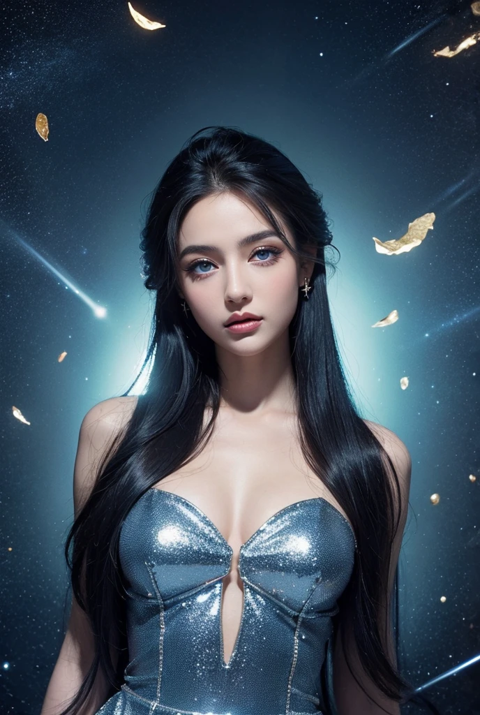 Mars (starry sky), beautiful girl, masterpiece, absolutely beautiful, eye closeup, natural beauty, asymmetrical hair, curtain hair, hair on shoulders, bondage, long hair, parted bangs, bangs, bangs, beveled bangs, jewels, tears, crying with open eyes, disappointment, despair, frustration, loneliness, frustration, moodiness, worry, sobs, starry sky, milky way, sea of stars, high detail,, depth of field, anatomically correct, textured skin, masterpiece, ccurate, high quality, high detail, super detail, best quality, high resolution, 8K, UHD