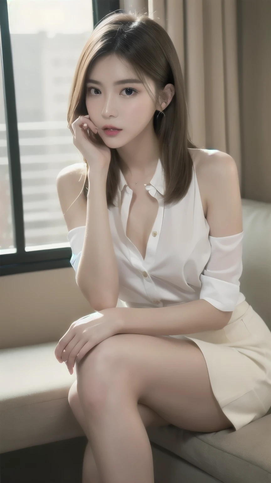 1 a thai cute girl ,white wet pajamas lace,  mini lace short skirt,mini earrings,mini necklace,she wearing slippers,she sitting, ponytail,big white ribbon on her hair.she had no make up on her face,wet rain,wet shirt,Shirt wet with sweat, sexy,see through wet,she take two hands touch her hair