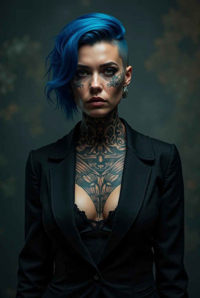 Audrey Marie Anderson, tattooed and garbed as a space gang member, |👄||