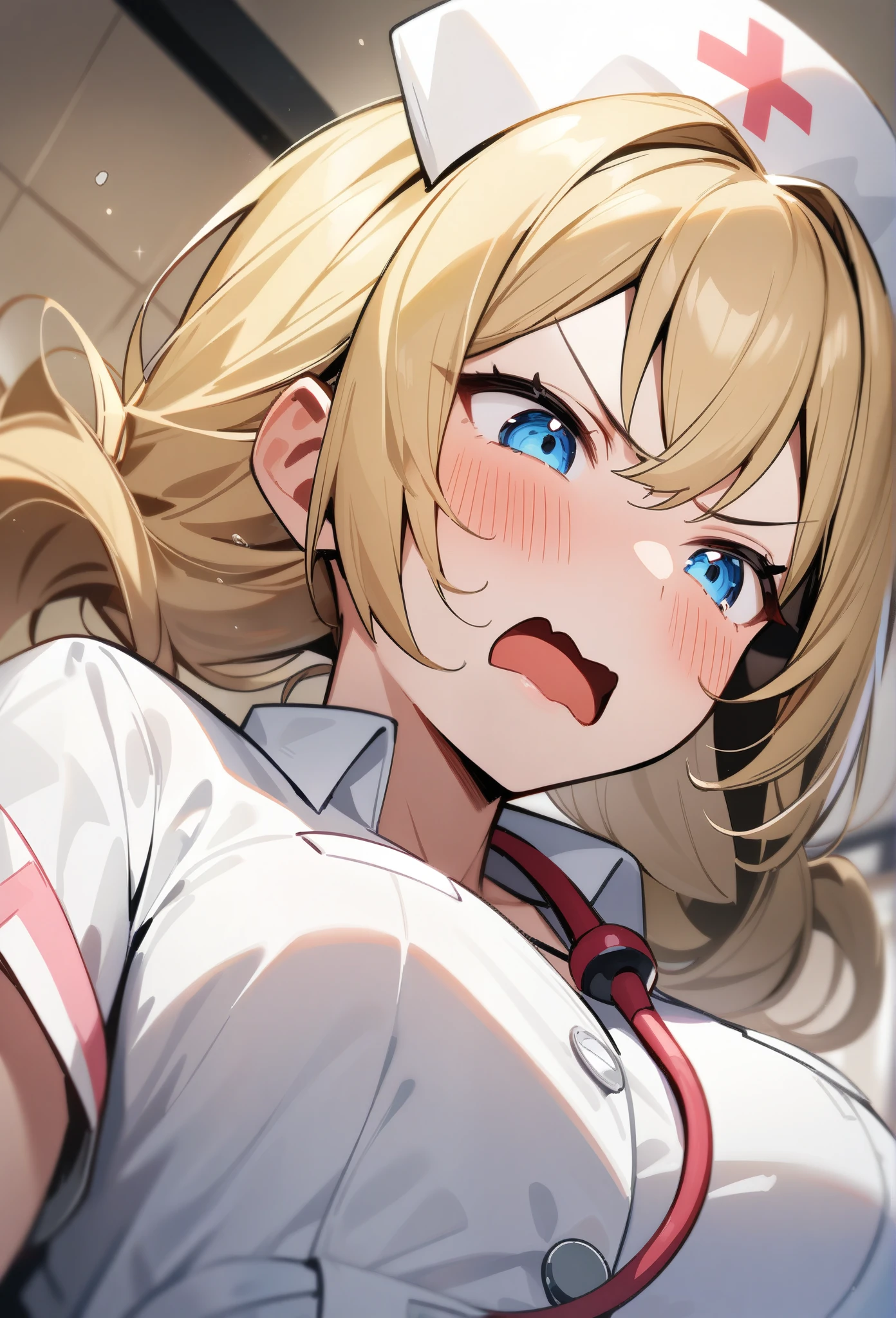 score_9, score_8_up, score_7_up, score_6_up, source anime, score_4, score_5, 1girl, blonde hair, woman, medieval housewife, looking at viewer, blue eyes, white blouse, brown corset, braid, flower necklace, close-up, portrait, looking up, from above, open mouth, drooling, oral invitation, saliva, sweat, tongue, tongue out, naughty face, blush, bruised, wounded, injured, bleeding, severe wounds, cut flesh, injured flesh, , , elementary schooler, 9 year old, extremely young, very young, hellsing, seras victoria