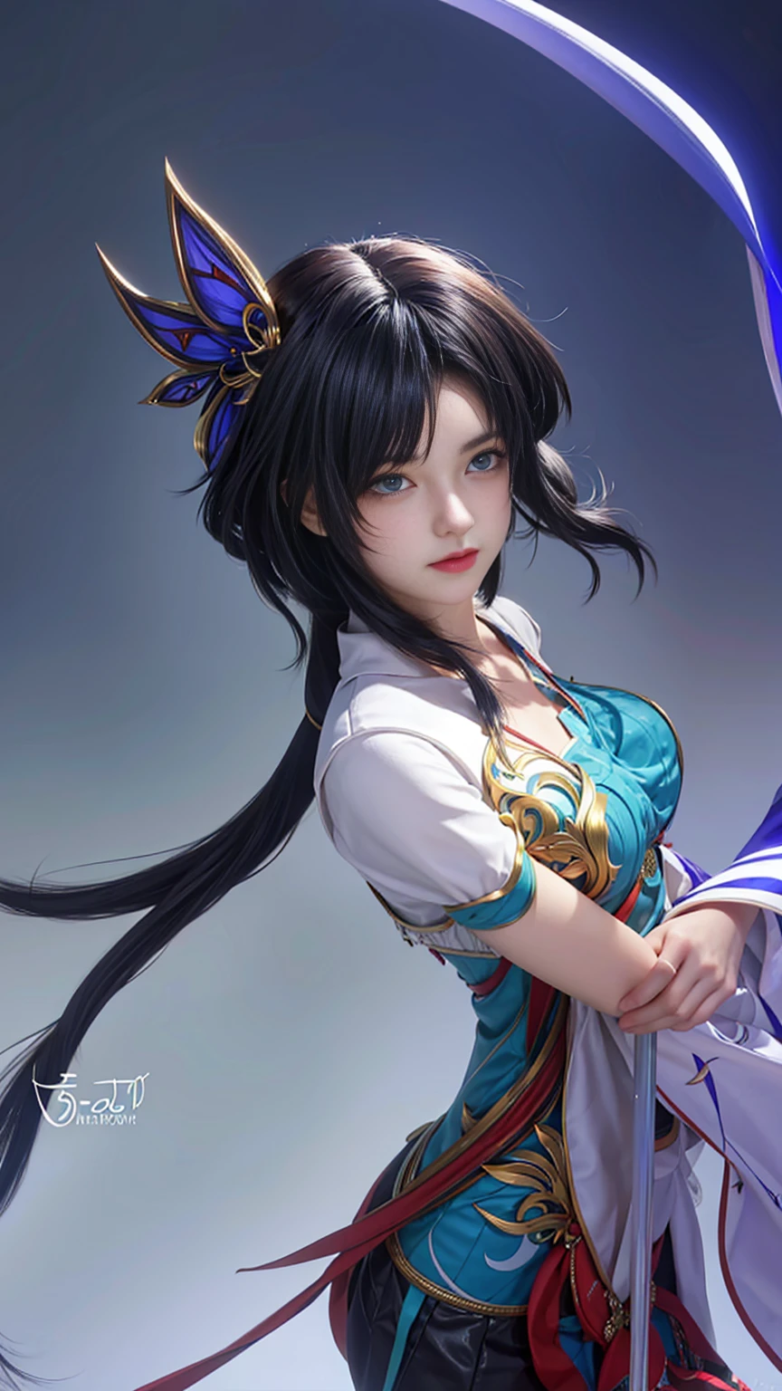 best quality, tmasterpiece,Ultra-high resolution,Clear face,(Reality:1.4),ferpect lighting,(upper body shot), (photorealistic:1.50), anime wallpaper, Guviz style artwork, cover-up fantasy up to magic , by Yang J, Guviz, beautiful artwork illustration, beautiful digital artwork, beautiful digital illustration, Li Song, beautiful anime portrait, art style in Beauvot, 1girl, 独奏, green eyes, Detail crystal skin, Glowing skin, cinematic lighting, ferpect lighting,